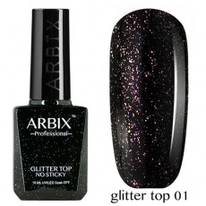 Топовое покрытие Arbix Glitter Top No Sticky №01 (с шиммером, без липкого слоя), 10 мл